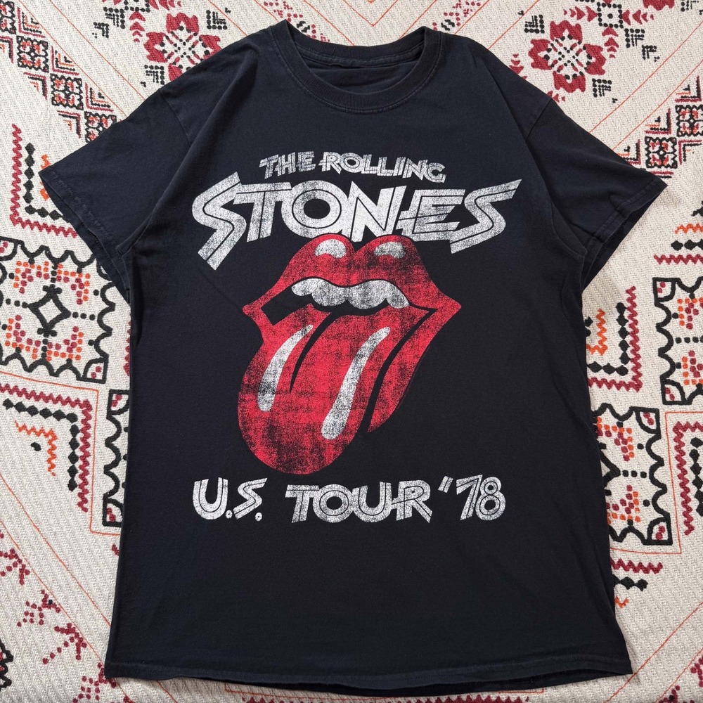 The Rolling Stones US Tour 78 Graphic T-Shirt Black Mens Medium Tongue Logo - Picture 2 of 4